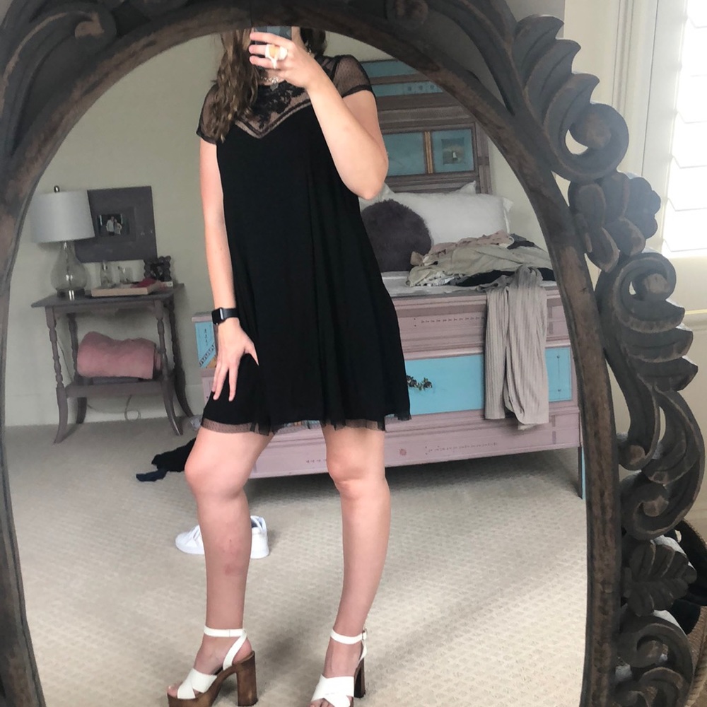 Trixxi Black Slip Dress with Eyelet Detailing